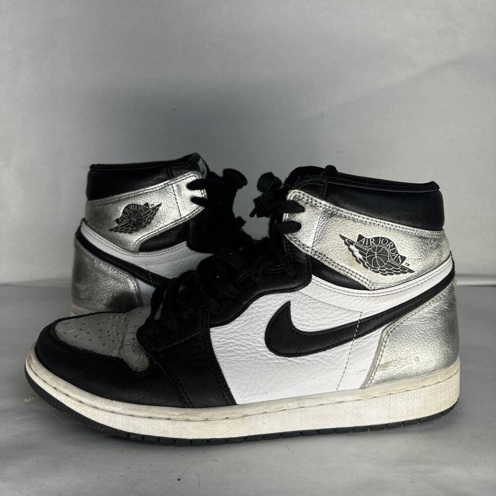 Nike Air Jordan 1 High Metallic Silver men's Size 10 Sneakers Black